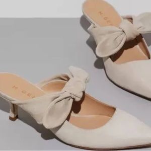 M.Gemi Lasso Suede Kitten Heel Bow Mule Shoe Size 39
